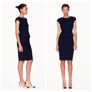 J Crew black wool peplum dress